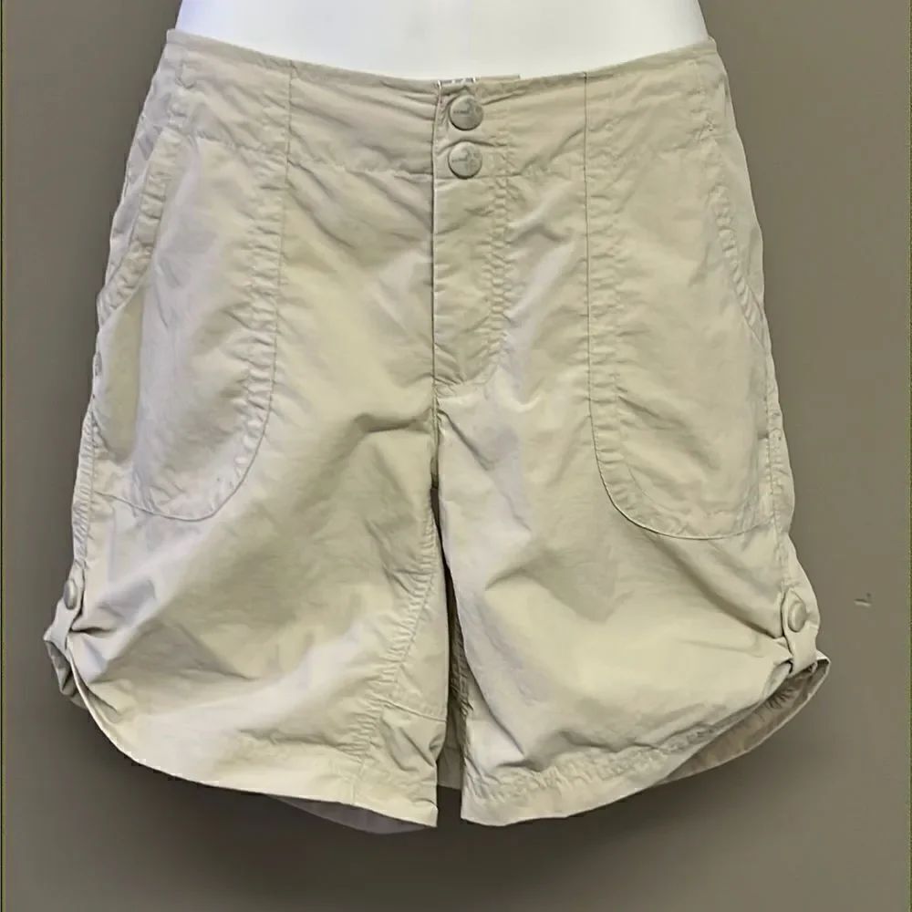L.L. Bean Beige Lightweight Nylon Shorts with Pockets and Drawstrings- Size 8